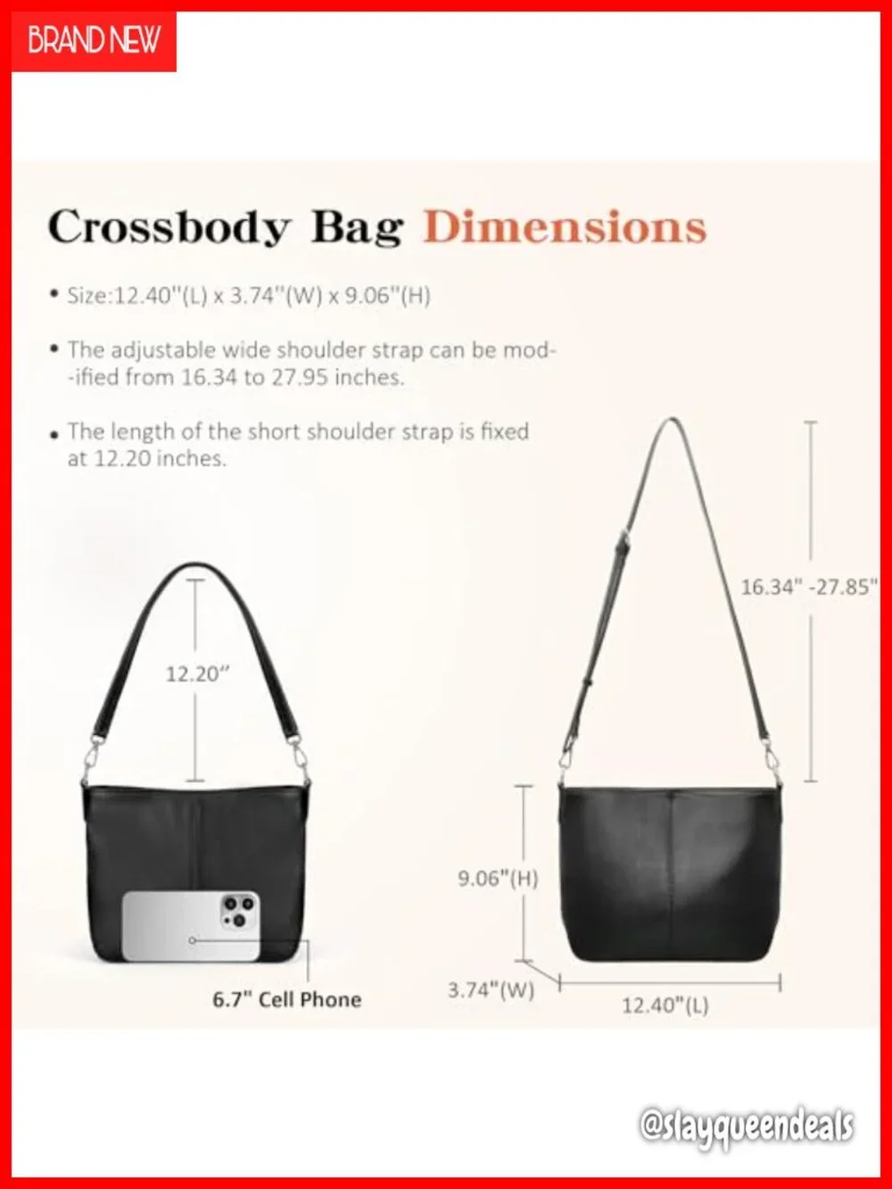 Genuine Leather Hobo Crossbody Bag for Women